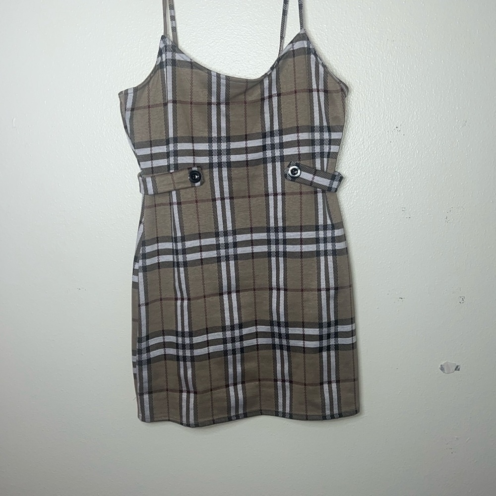 Checkered pattern dress.
